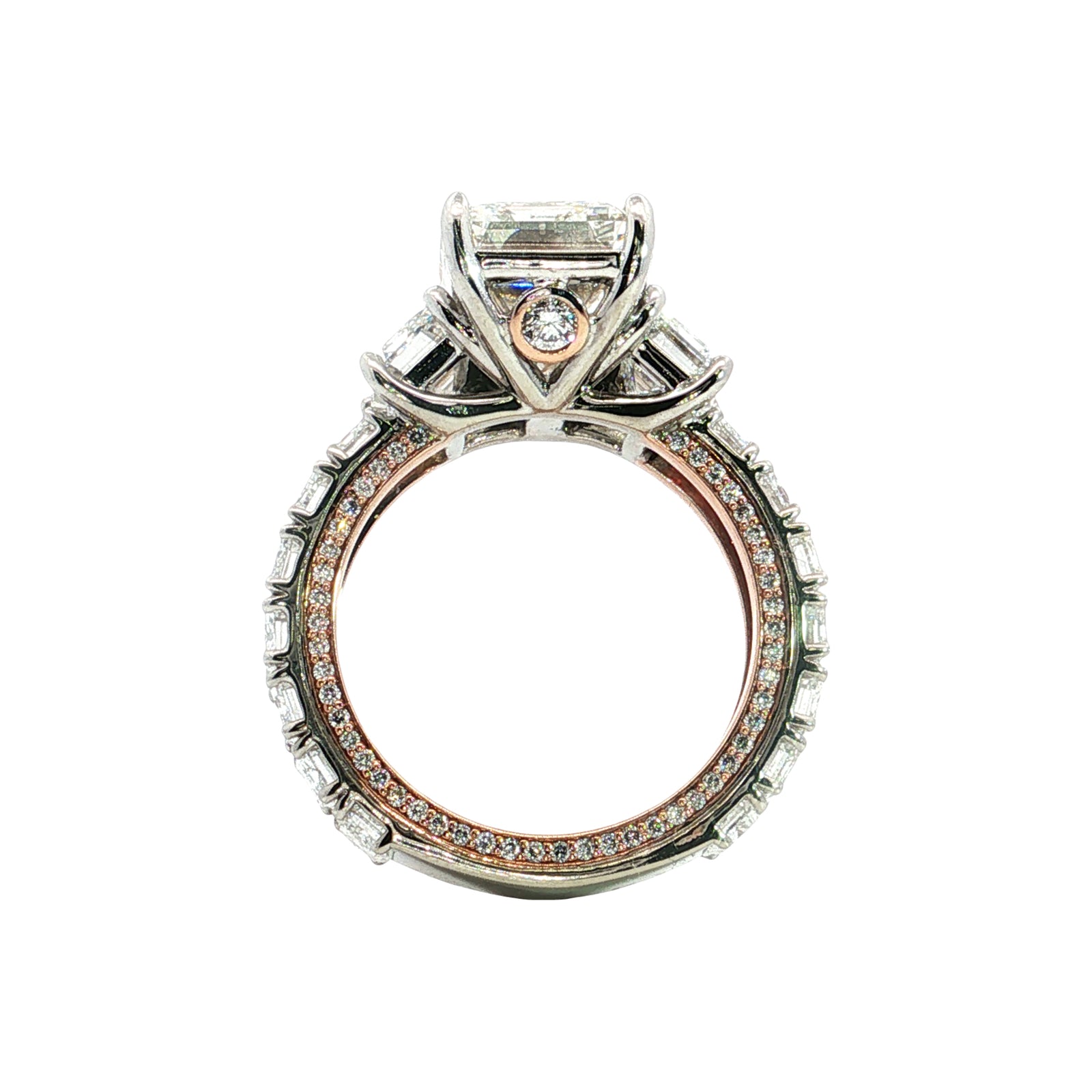LAB GROWN EMERLAD CUT DIAMONDS 14.30ctw THREE STONE RING