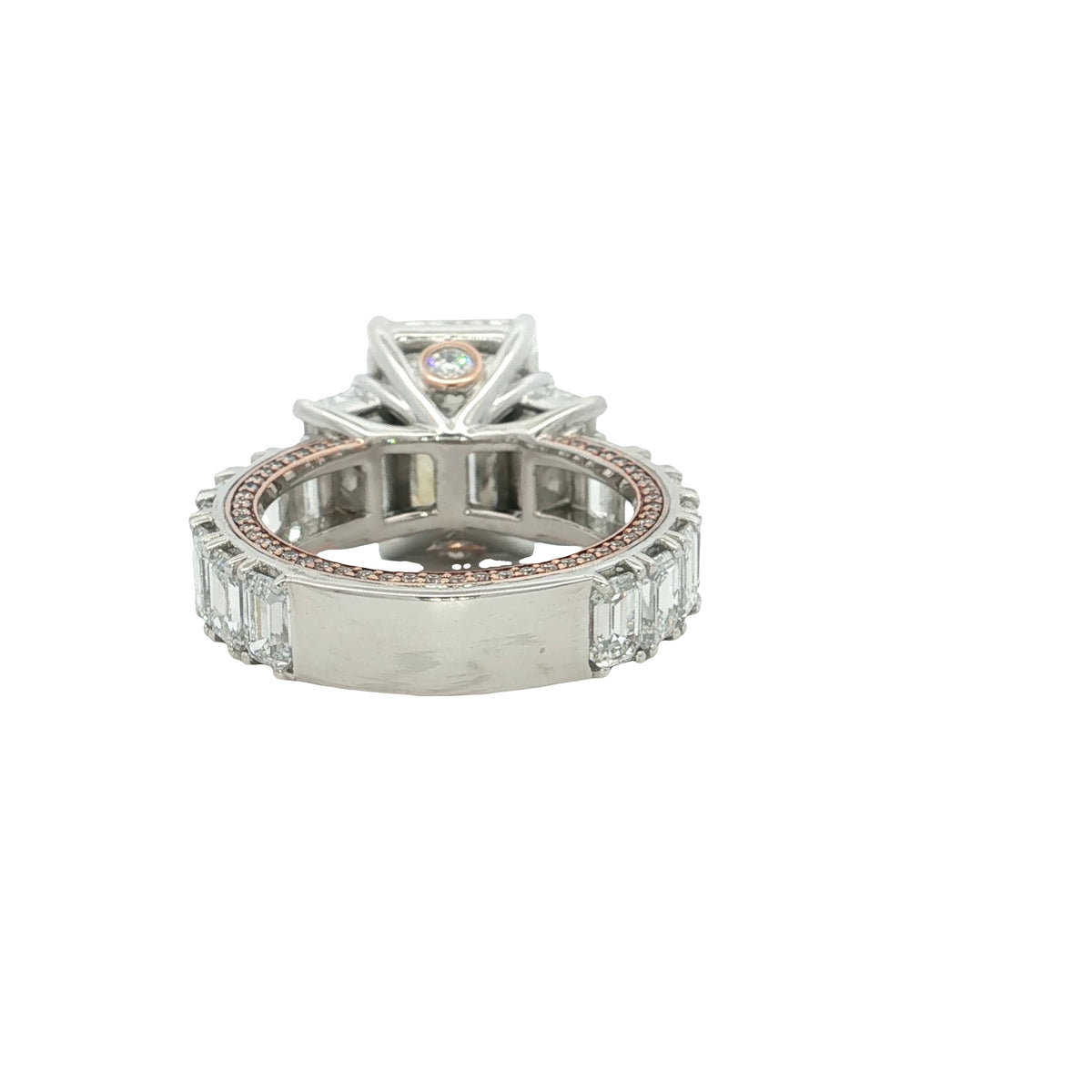LAB GROWN EMERALD CUT DIAMONDS 14.30ctw THREE STONE RING