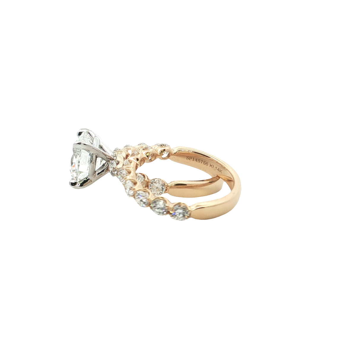LAB GROWN ROUND DIAMONDS 5ctw PRONG SET TWO PIECE WEDDING SET