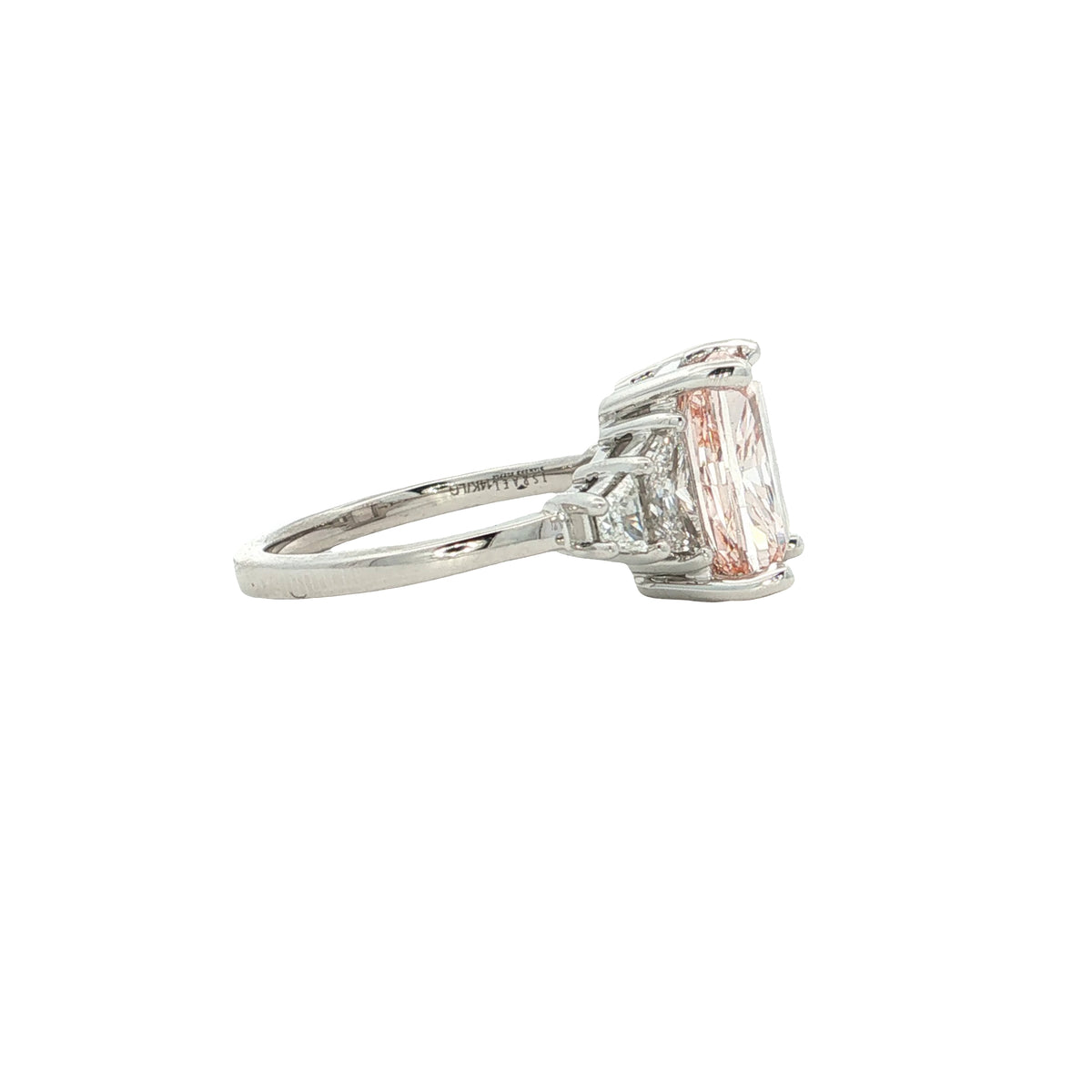 LAB GROWN FANCY PINK CUSHION AND TRAPEZOID DIAMONDS 5.34ctw RING