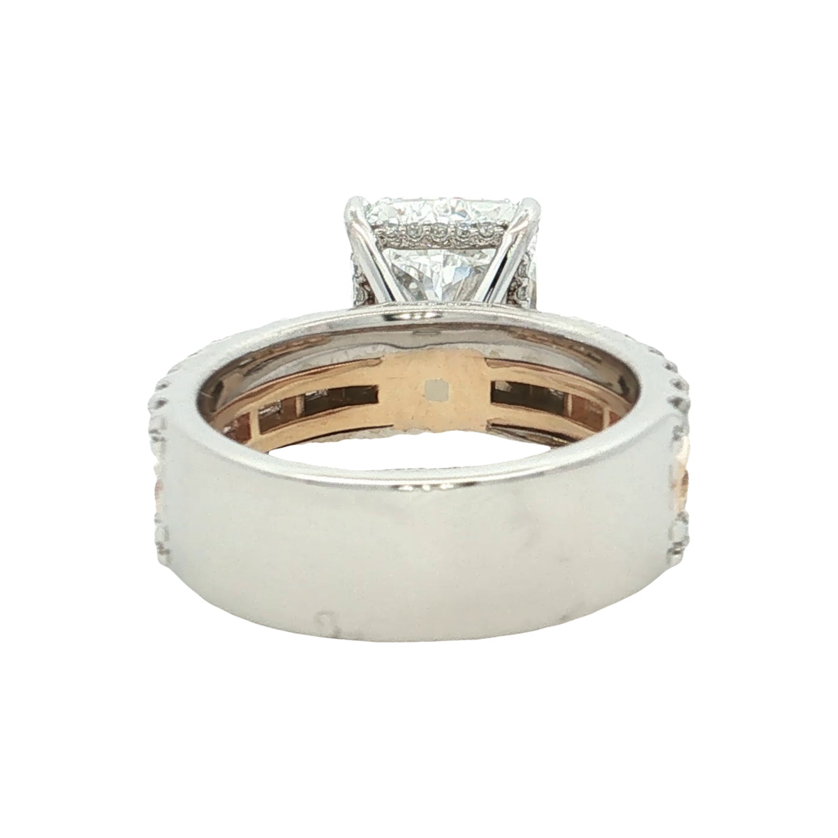 LAB GROWN RADIANT, ROUND & BAGUETTE DIAMONDS 6.53ctw THREE ROW RING