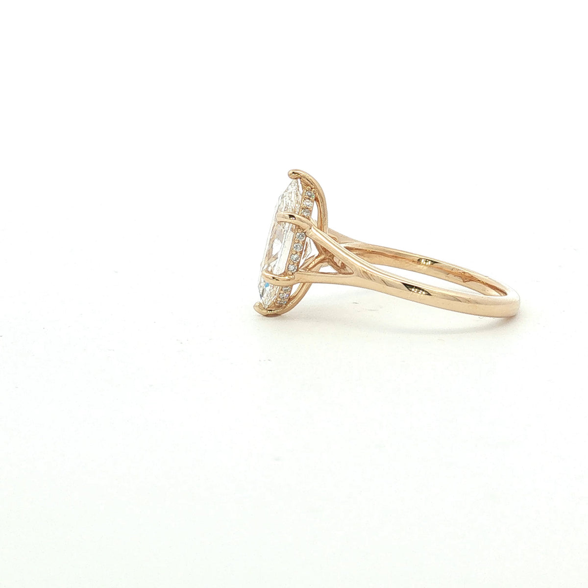 LAB GROWN MARQUISE AND ROUND DIAMONDS 3.18ctw SPLIT SHANK SOLITAIRE ENGAGEMENT RING