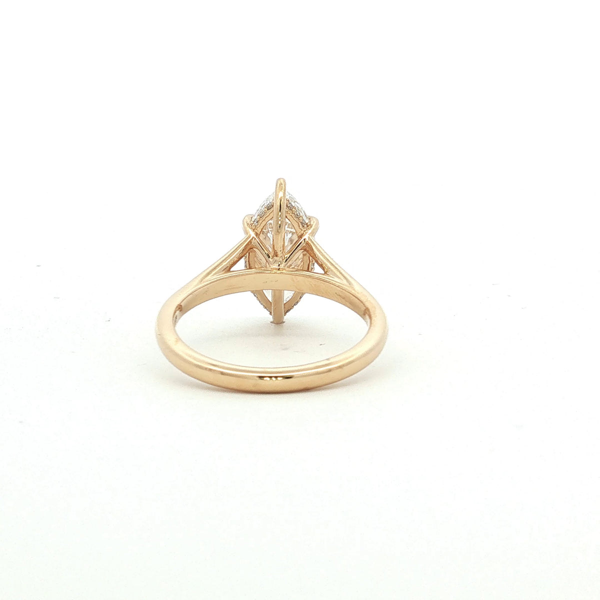 LAB GROWN MARQUISE AND ROUND DIAMONDS 3.18ctw SPLIT SHANK SOLITAIRE ENGAGEMENT RING