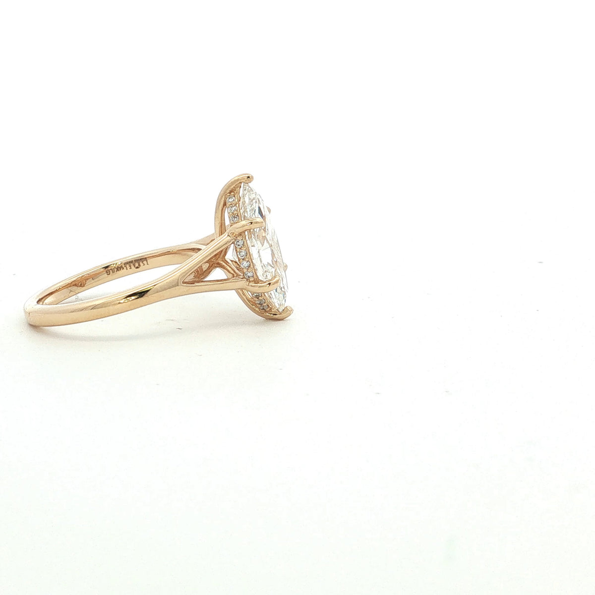 LAB GROWN MARQUISE AND ROUND DIAMONDS 3.18ctw SPLIT SHANK SOLITAIRE ENGAGEMENT RING