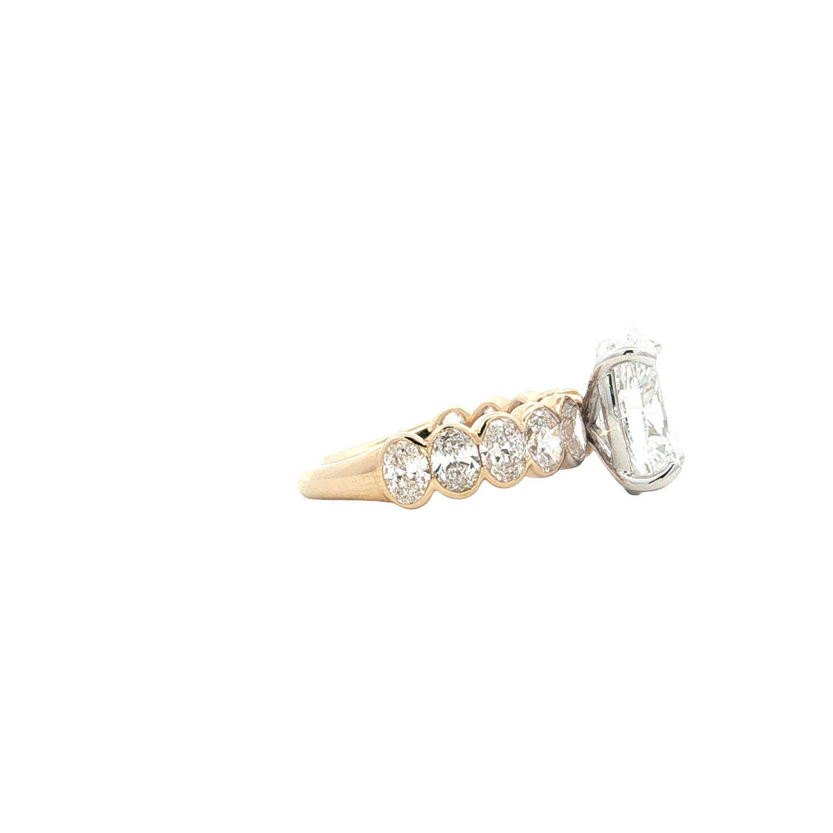 LAB GROWN OVAL DIAMONDS 6.07ctw BEZEL SHANK RING