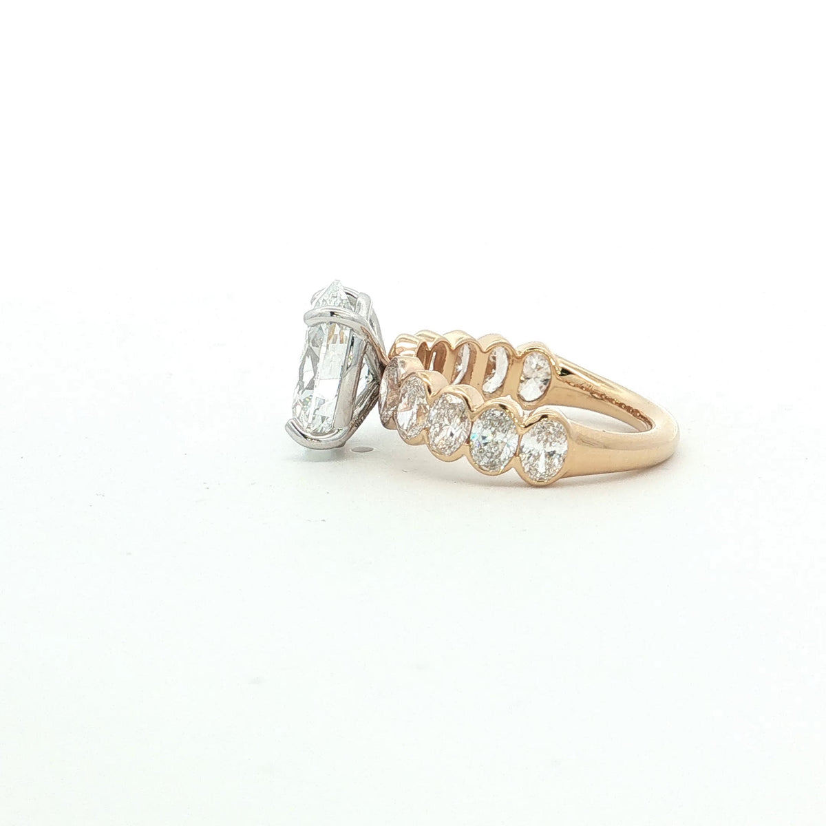 LAB GROWN OVAL DIAMONDS 6.07ctw BEZEL RING