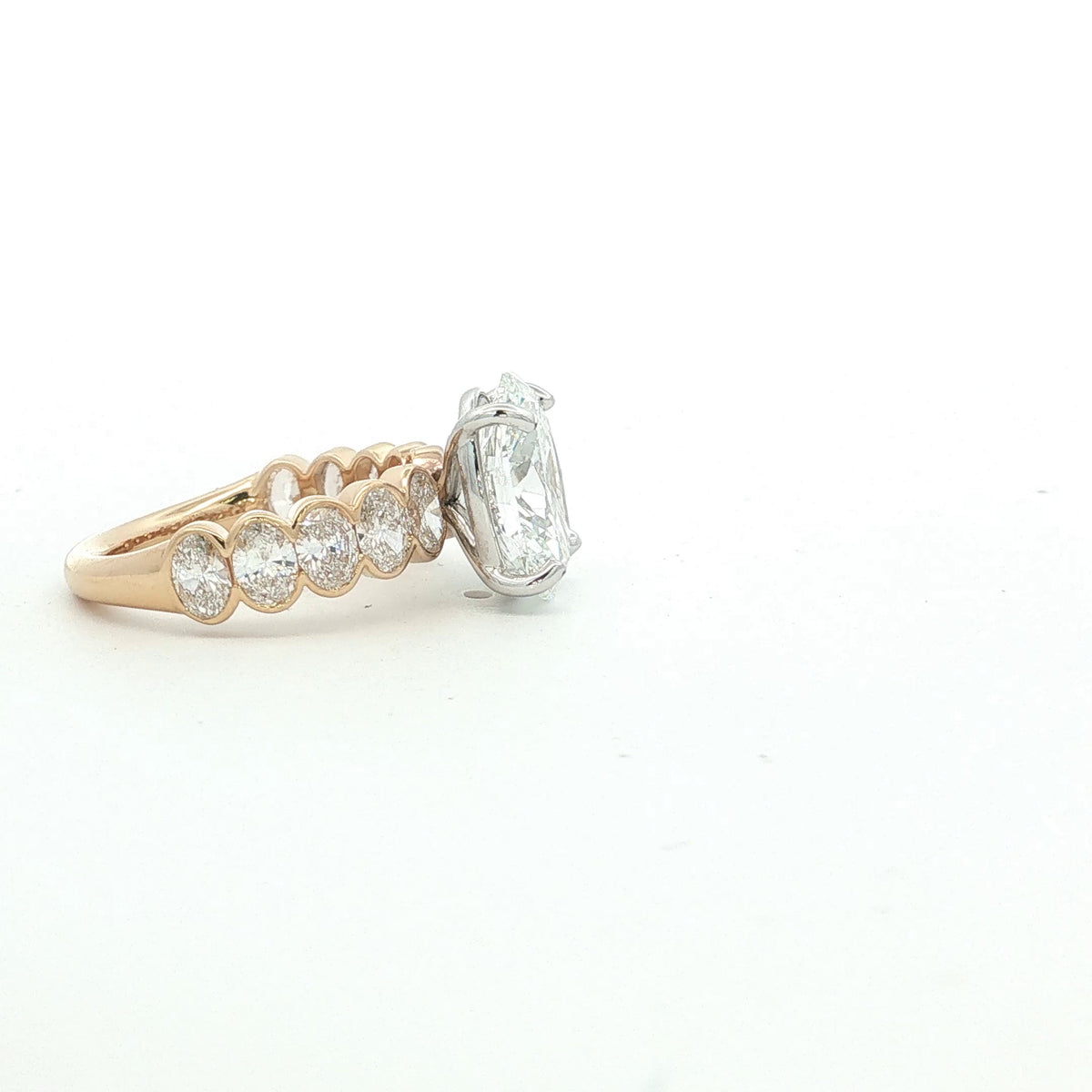 LAB GROWN OVAL DIAMONDS 6.07ctw BEZEL RING