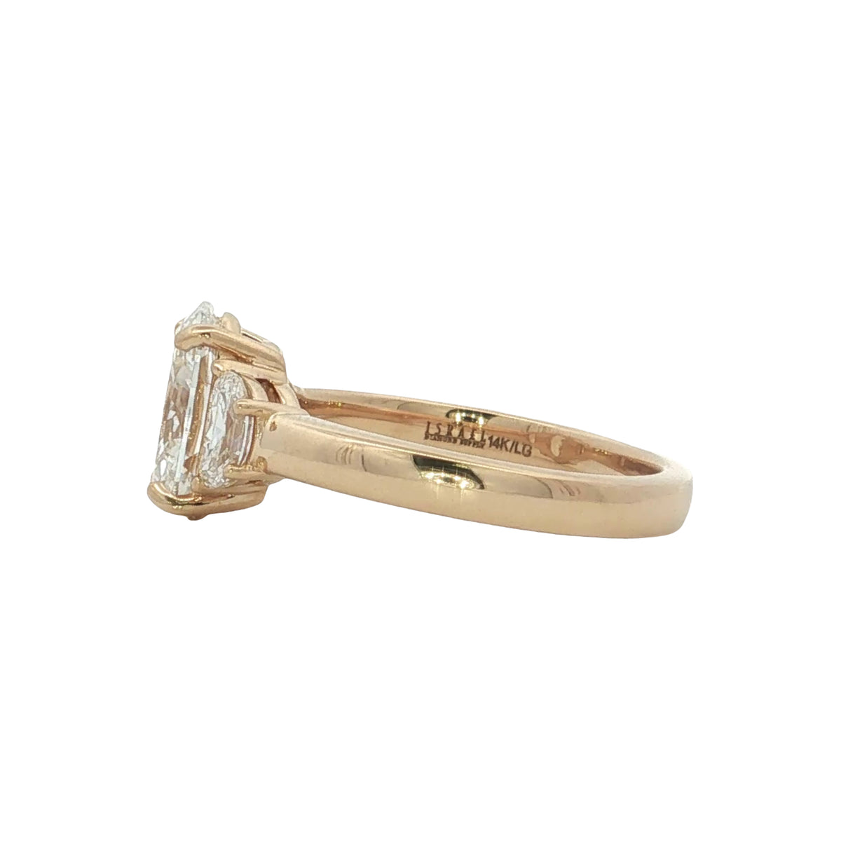 LAB GROWN OVAL AND HALF MOON DIAMONDS 2.61ctw THREE STONE RING