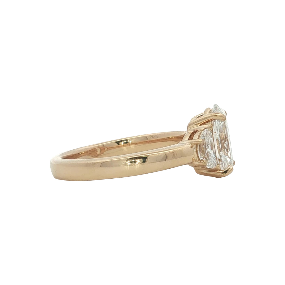 LAB GROWN OVAL AND HALF MOON DIAMONDS 2.61ctw THREE STONE RING