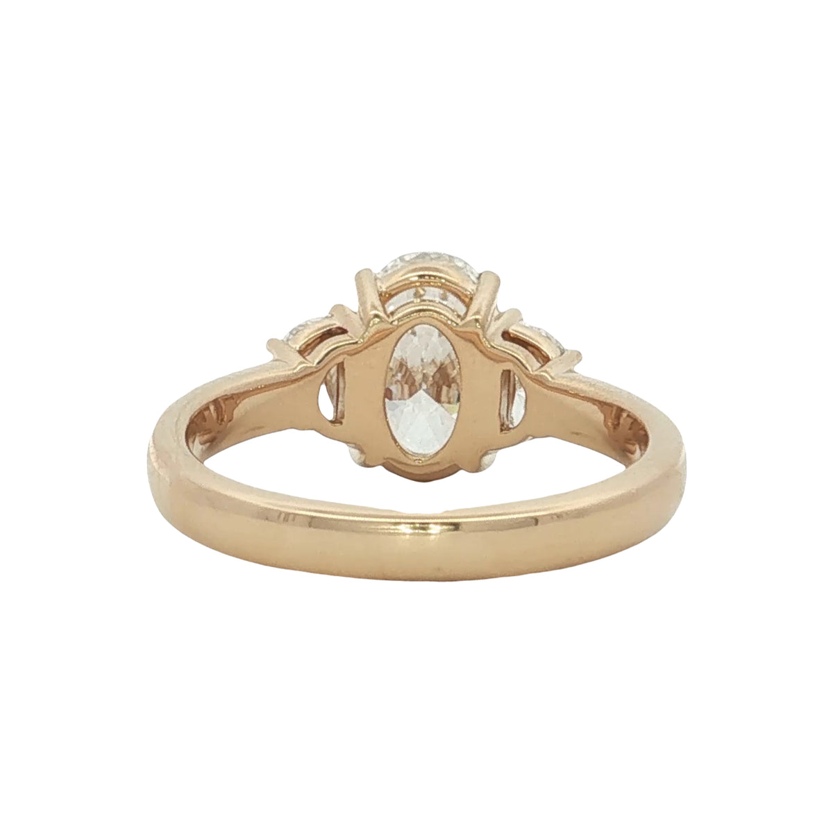 LAB GROWN OVAL AND HALF MOON DIAMONDS 2.61ctw THREE STONE RING