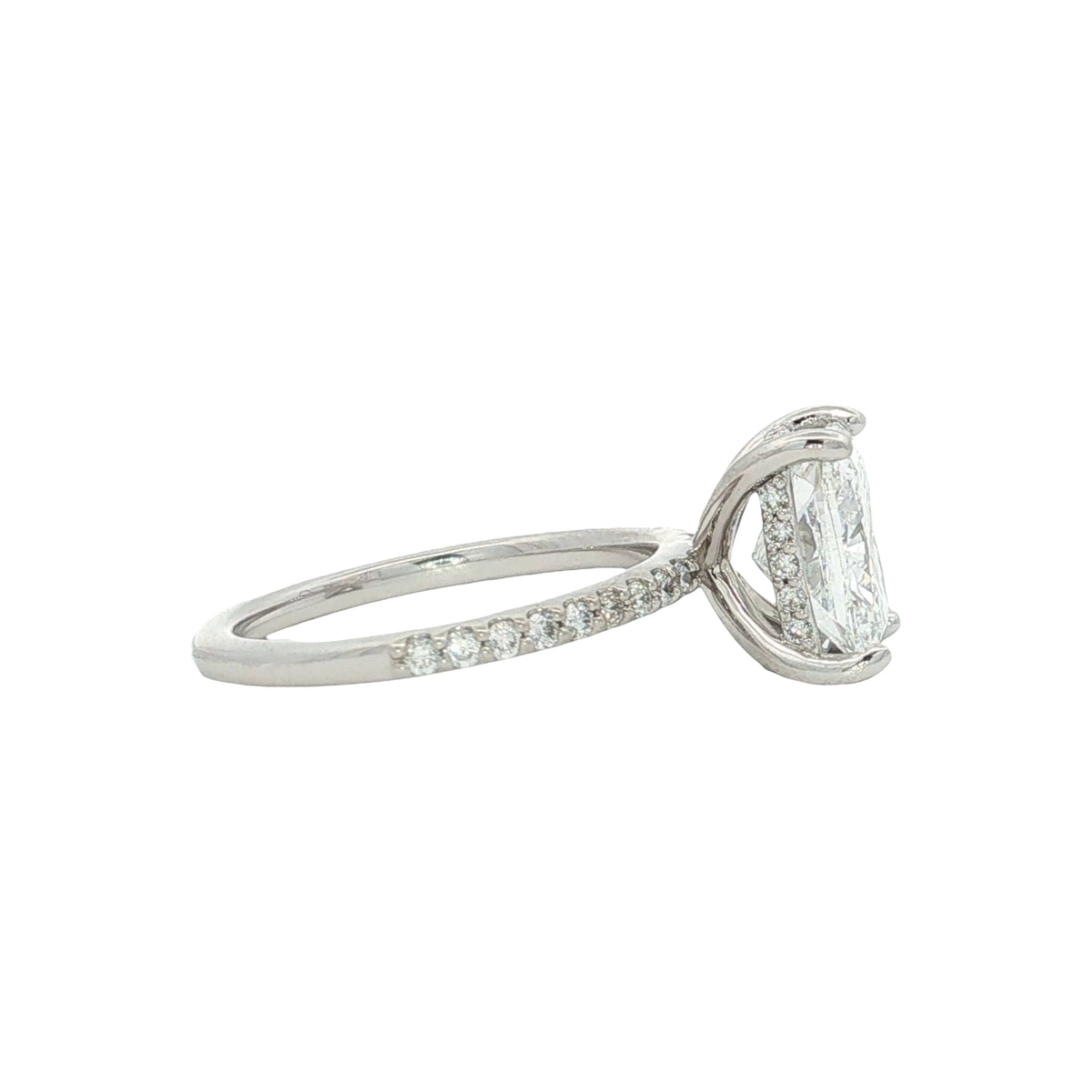 LAB GROWN CUSHION AND ROUND DIAMONDS 2.89ctw PRONG SET RING