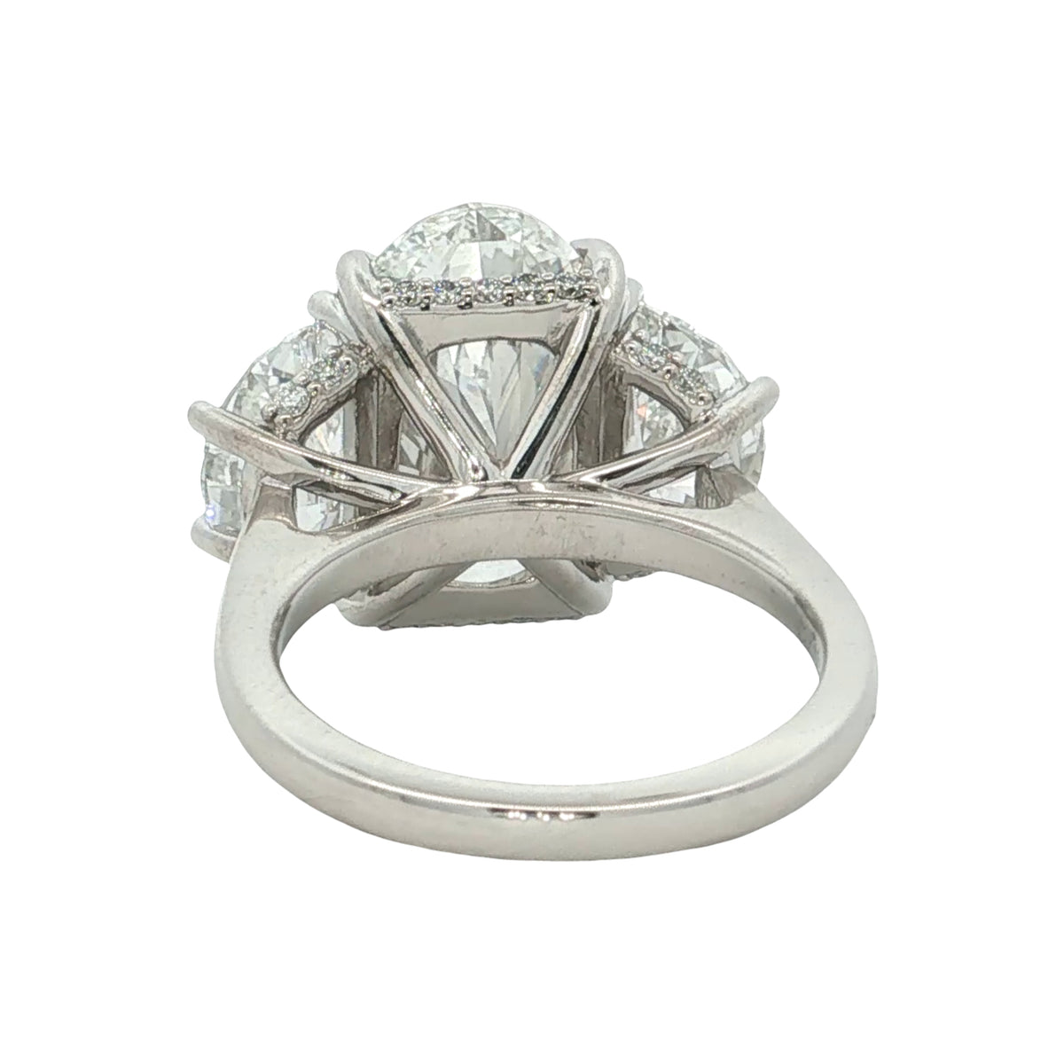 LAB GROWN OVAL & HALF MOONS 9 1/2ctw THREE STONE RING