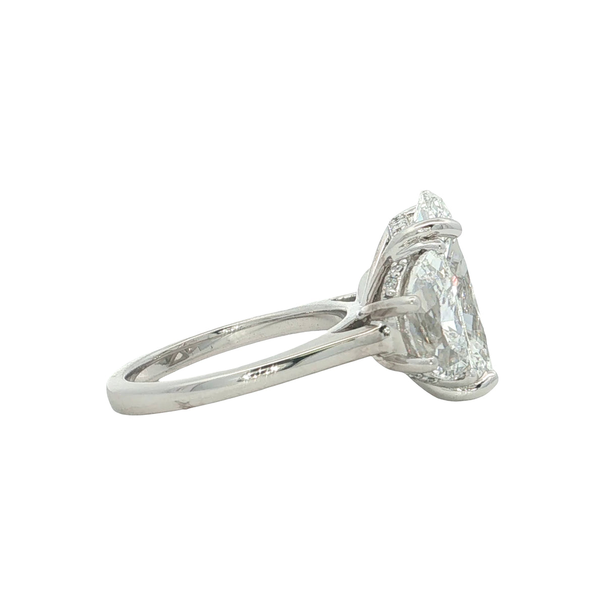LAB GROWN OVAL & HALF MOONS 9 1/2ctw THREE STONE RING