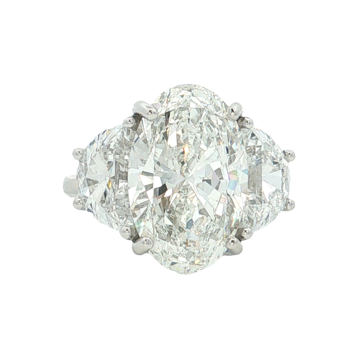 LAB GROWN OVAL & HALF MOONS 9 1/2ctw THREE STONE RING