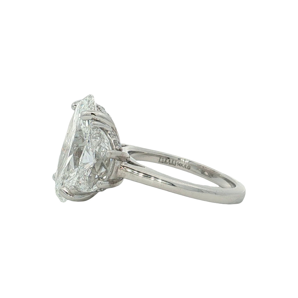 LAB GROWN OVAL & HALF MOONS 9 1/2ctw THREE STONE RING