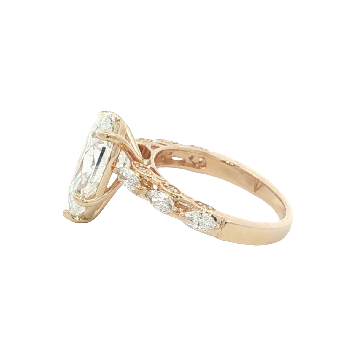 LAB GROWN PEAR AND MARQUISE DIAMONDS 5.49ctw PRONG SET RING