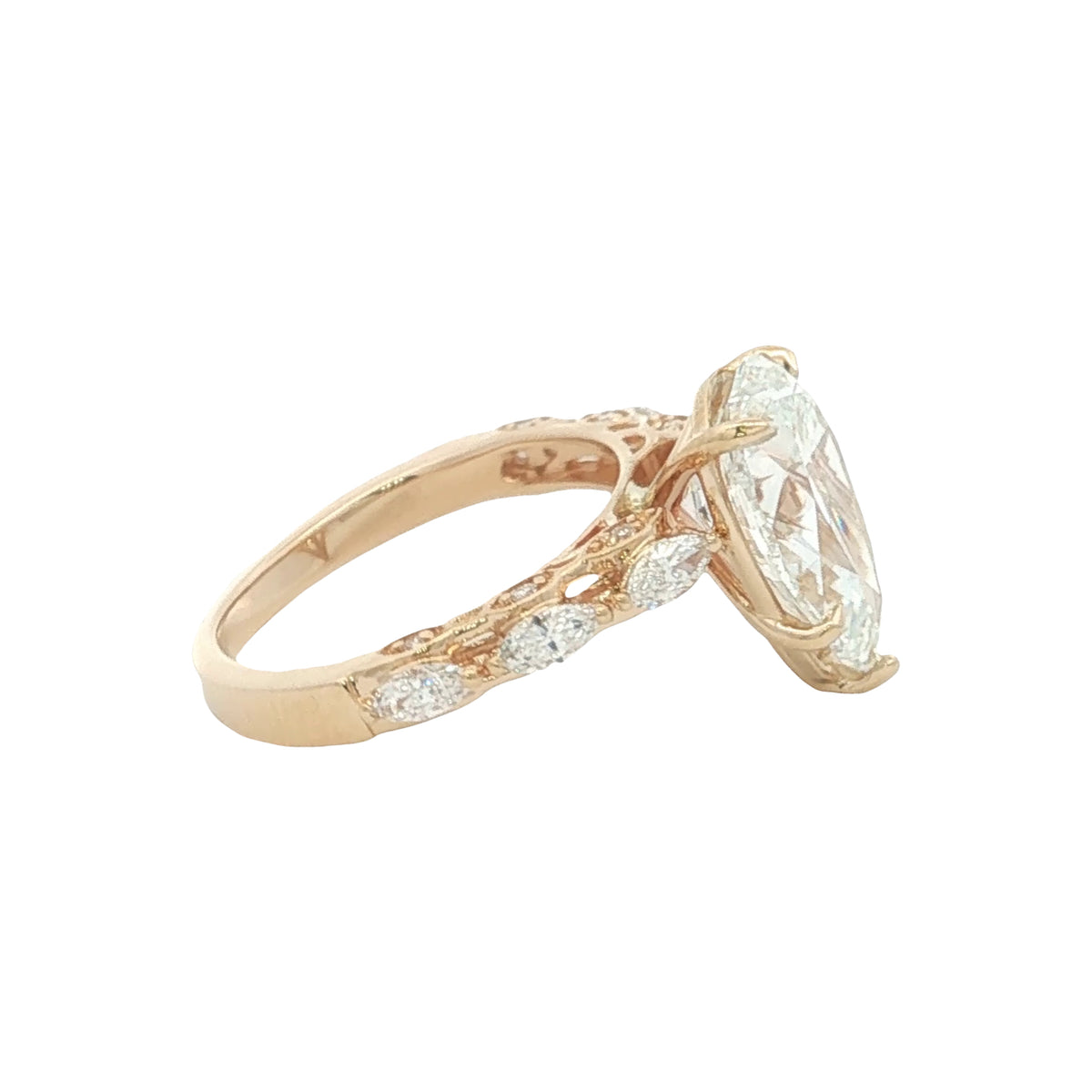 LAB GROWN PEAR AND MARQUISE DIAMONDS 5.49ctw PRONG SET RING