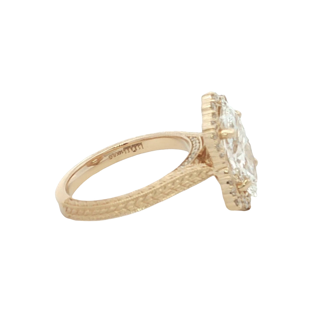 LAB GROWN MARQUISE AND ROUND DIAMONDS 2.88ctw HALO RING