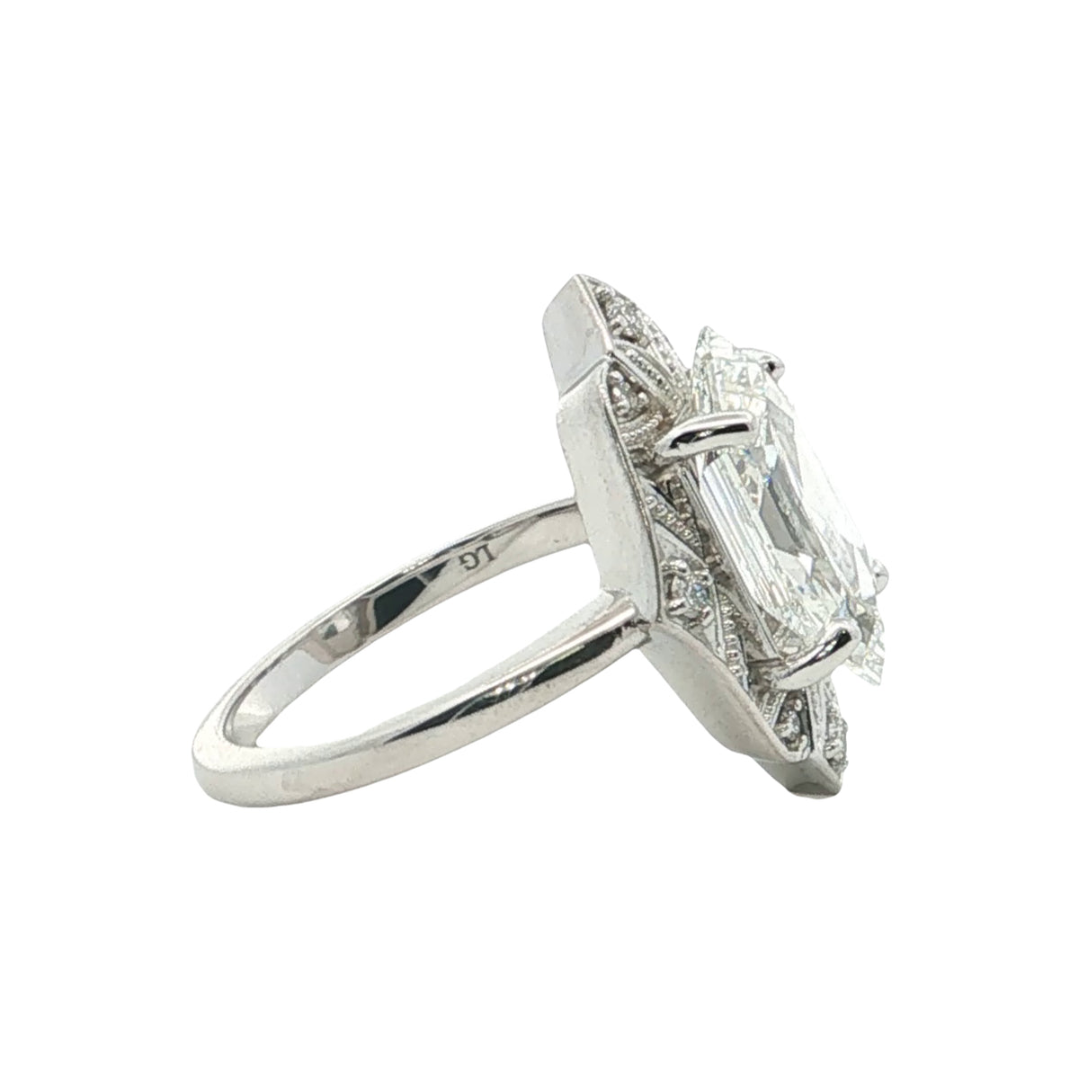 LAB GROWN DUTCH MARQUISE AND ROUND DIAMONDS 3.36ctw VINTAGE STYLE HALO RING