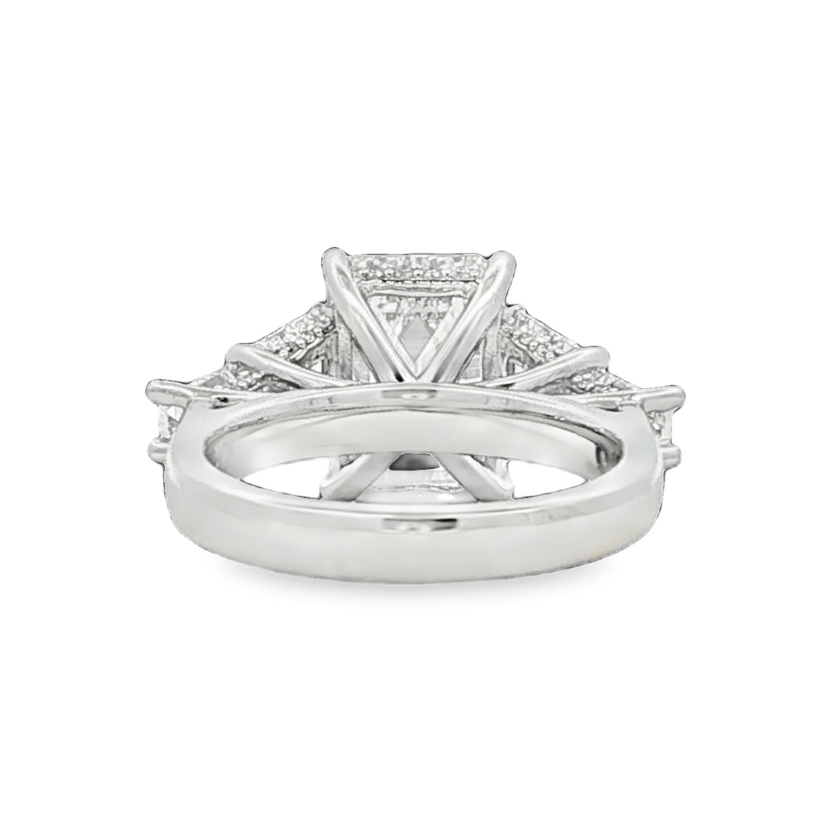 LAB GROWN EMERALD,TRAPEZOID & BAGUETTE DIAMONDS 7.02ctw PRONG SET RING