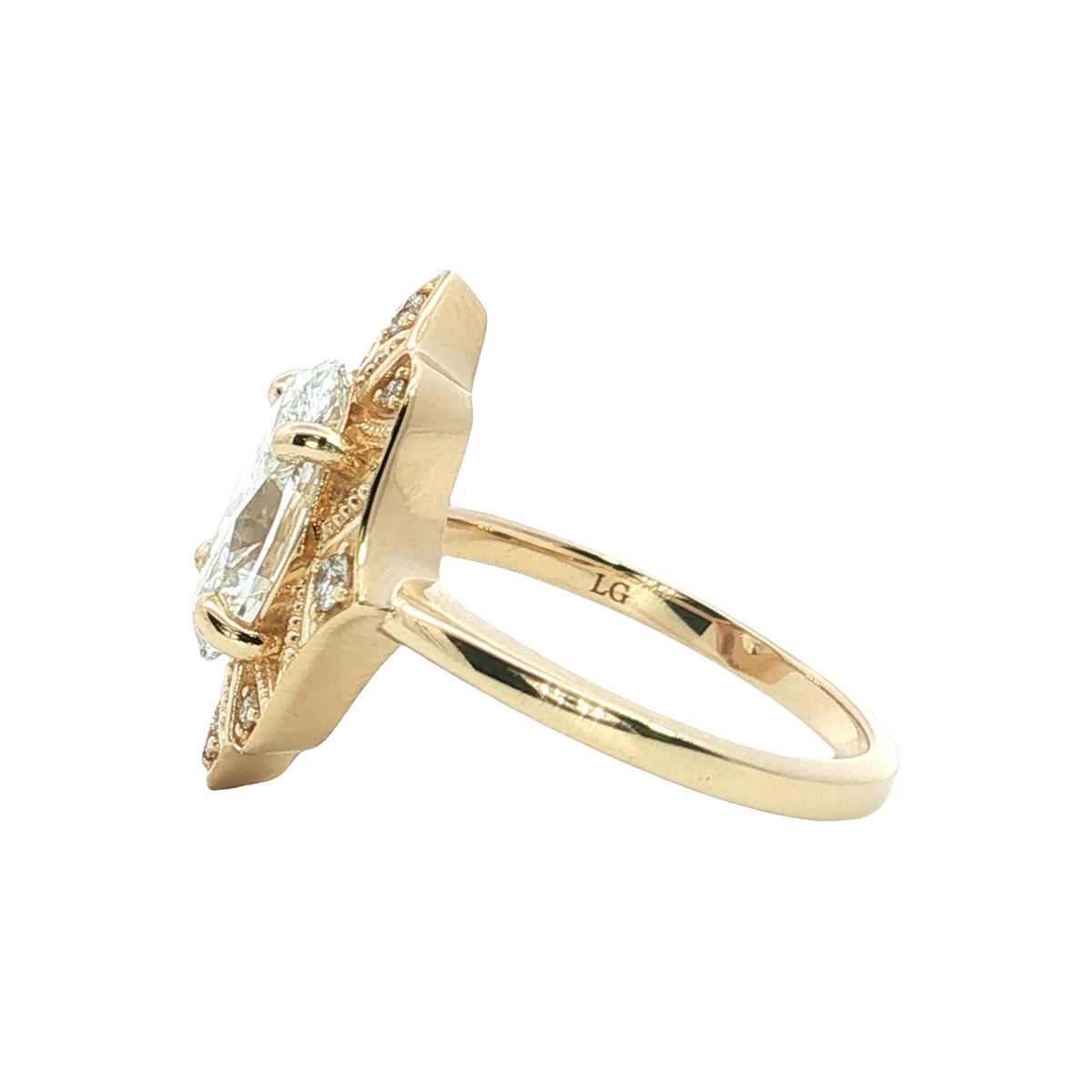 LAB GROWN OVAL AND ROUND DIAMONDS 2.71ctw VINTAGE STYLE HALO RING