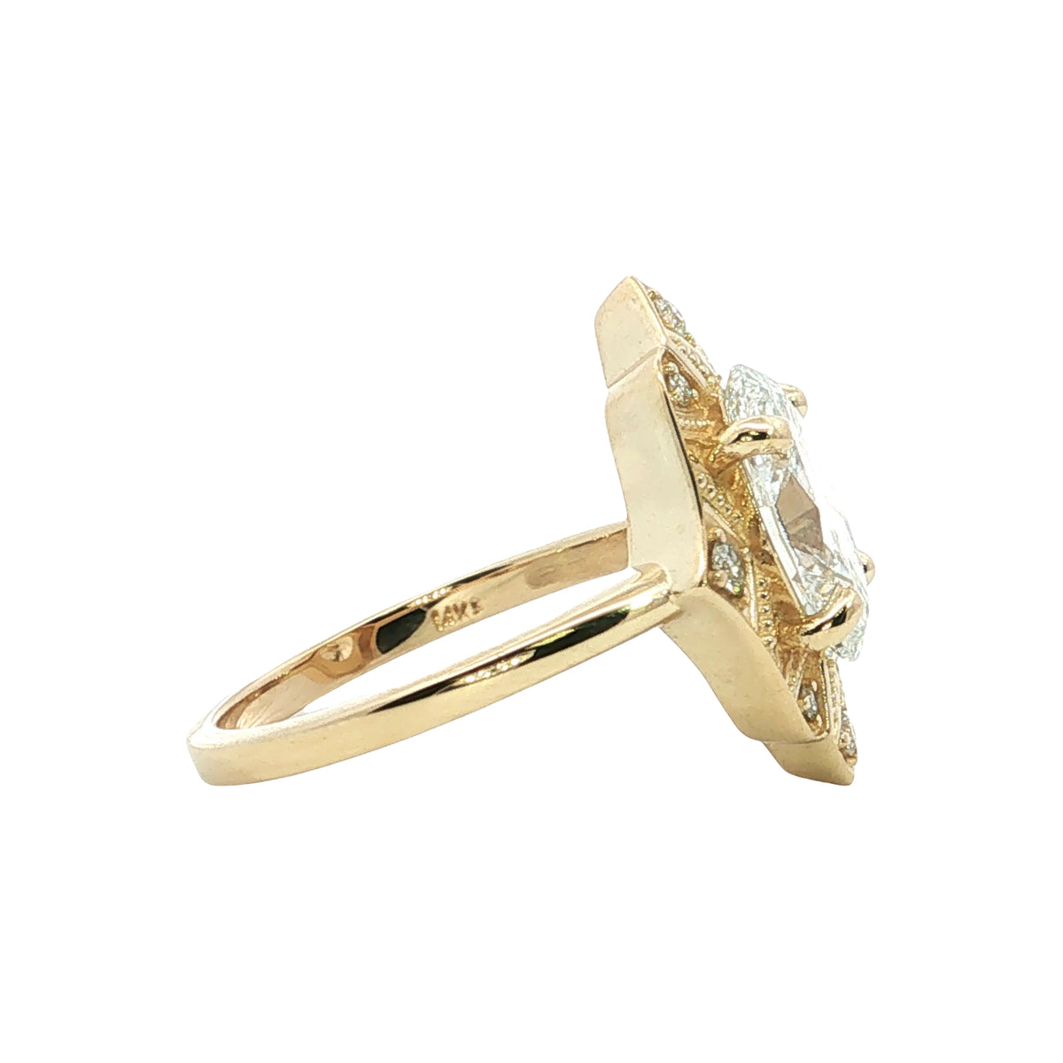 LAB GROWN OVAL AND ROUND DIAMONDS 2.71ctw VINTAGE STYLE HALO RING