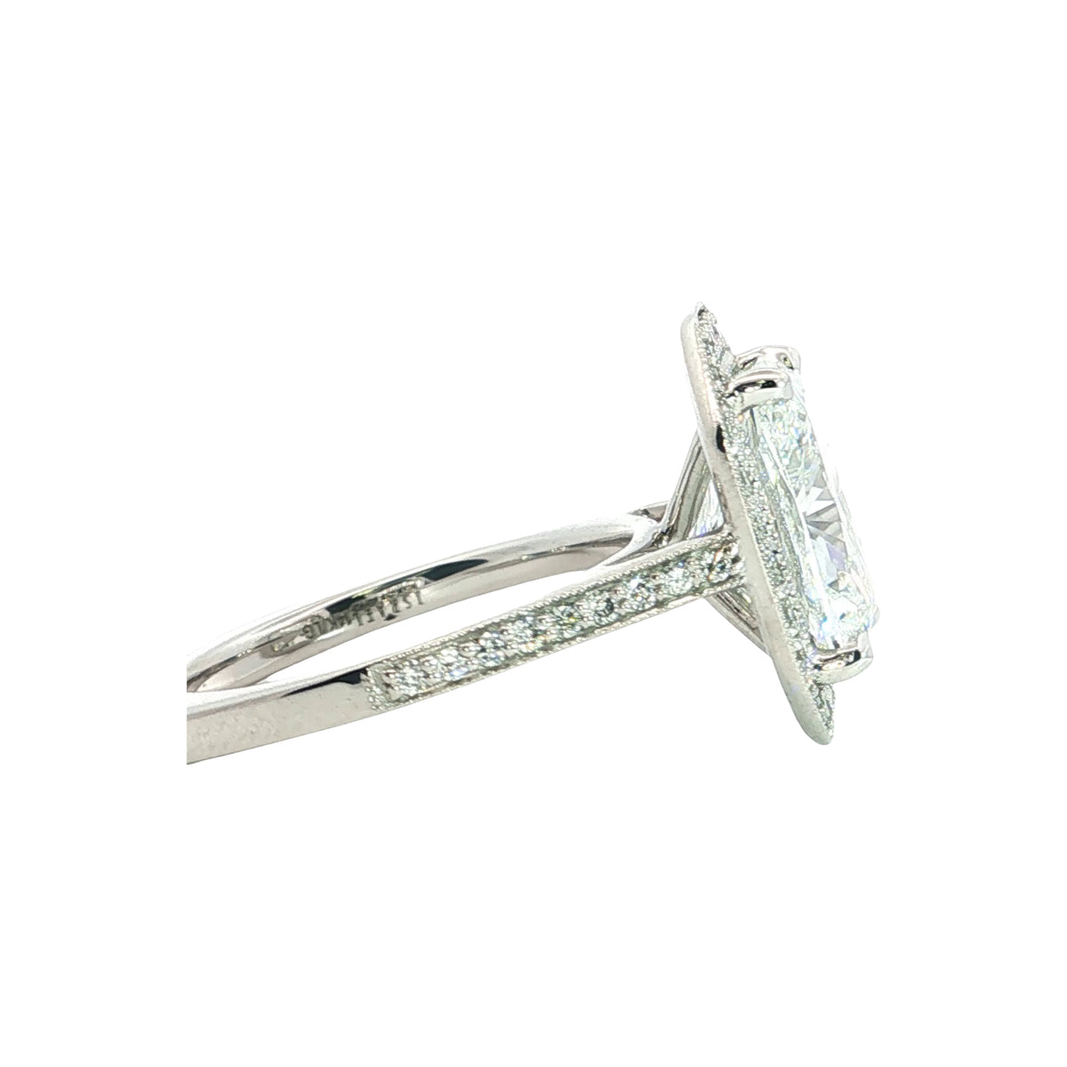 LAB GROWN CUSHION AND ROUND DIAMONDS 4.49ctw HALO RING