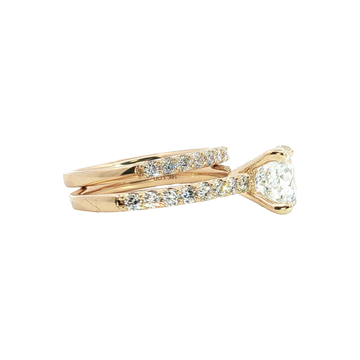LAB GROWN ROUND DIAMONDS 3.10ctw PRONG SET WEDDING SET