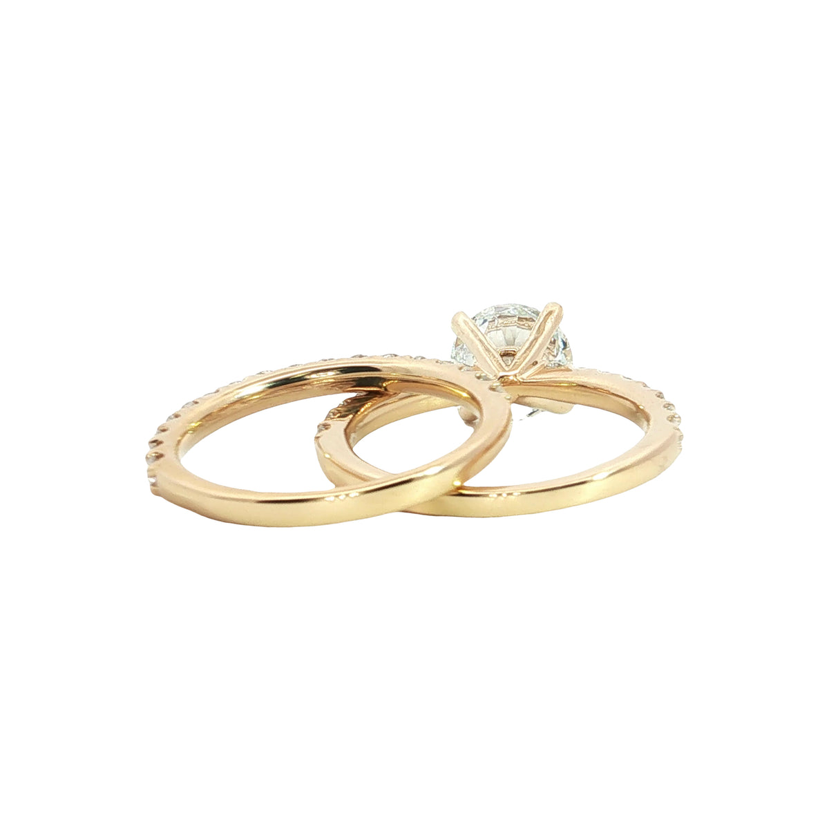 LAB GROWN ROUND DIAMONDS 3.10ctw PRONG SET WEDDING SET