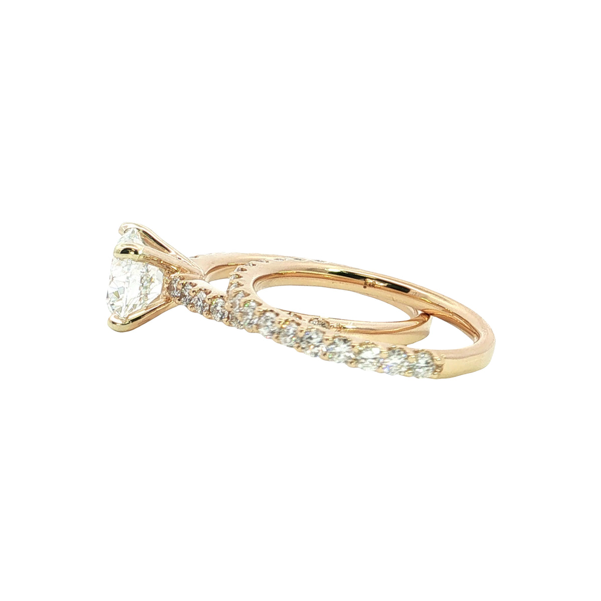 LAB GROWN ROUND DIAMONDS 3.10ctw PRONG SET WEDDING SET