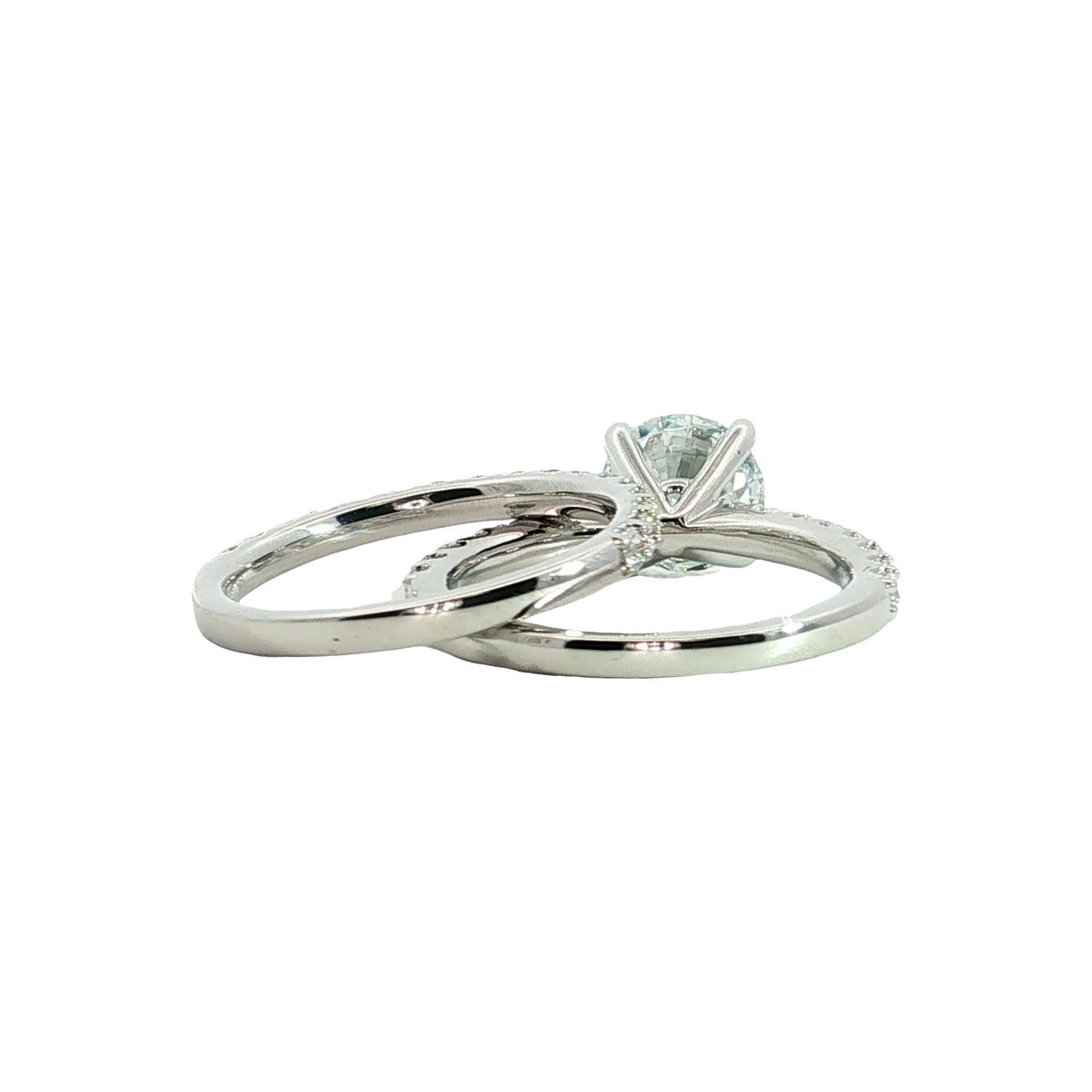 LAB GROWN ROUND DIAMONDS 3.06ctw PRONG SET 2 PIECE WEDDING SET