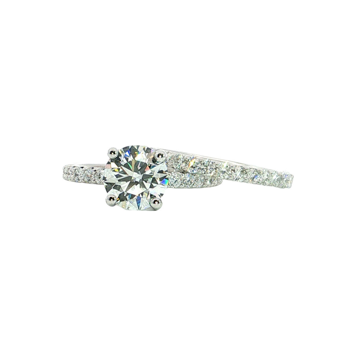 LAB GROWN ROUND DIAMONDS 3.06ctw PRONG SET 2 PIECE WEDDING SET