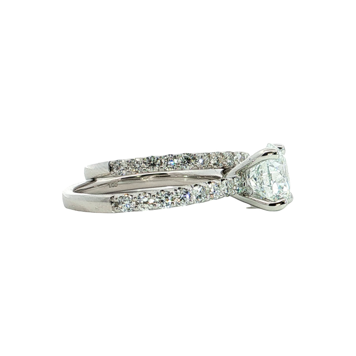 LAB GROWN ROUND DIAMONDS 3.06ctw PRONG SET 2 PIECE WEDDING SET