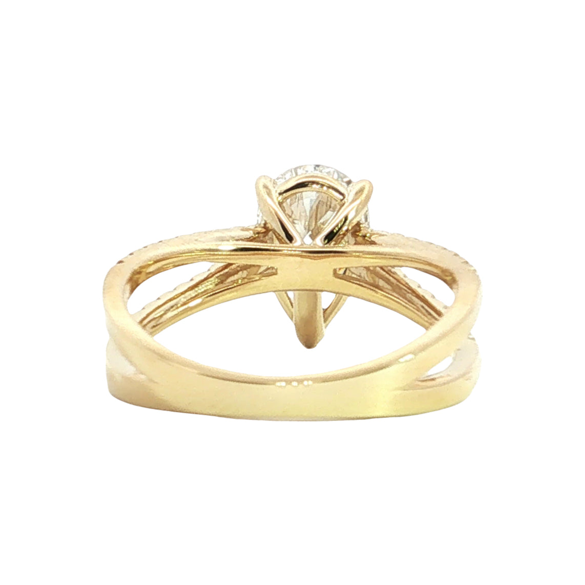 LAB GROWN PEAR AND ROUND DIAMONDS 1 7/8ctw PRONG SET SPLIT SHANK RING