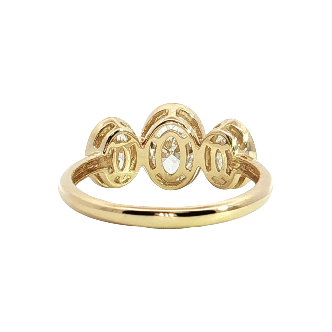 LAB GROWN OVAL DIAMONDS 2ctw THREE STONE BEZEL RING