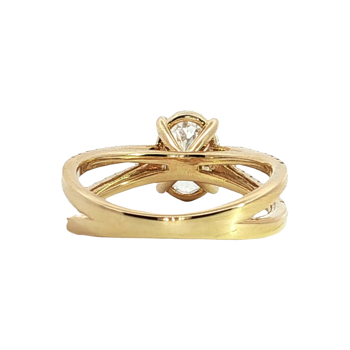 LAB GROWN OVAL AND ROUND DIAMONDS 1 7/8ctw SOLIT SHANK RING