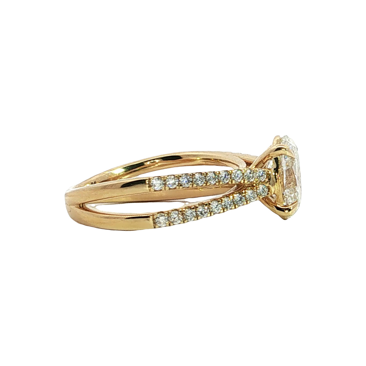 LAB GROWN OVAL AND ROUND DIAMONDS 1 7/8ctw SOLIT SHANK RING
