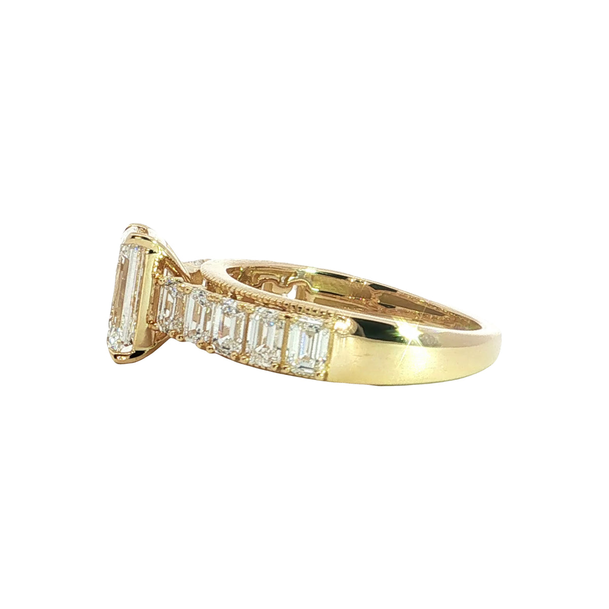 LAB GROWN EMERALD CUT DIAMONDS 3 1/2ctw PRONG SET RING