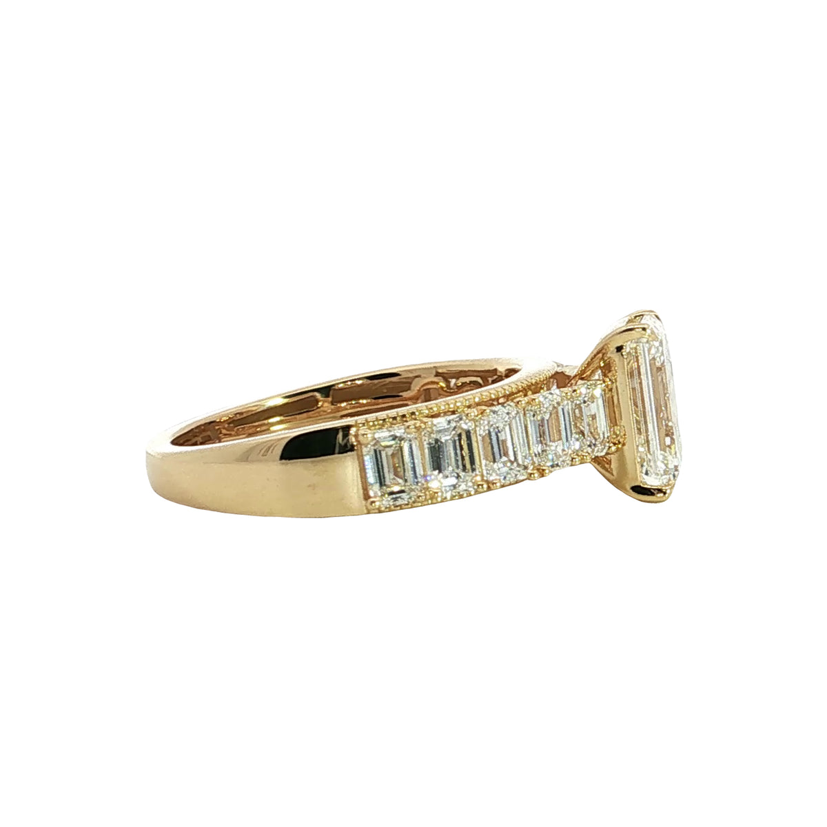 LAB GROWN EMERALD CUT DIAMONDS 3 1/2ctw PRONG SET RING