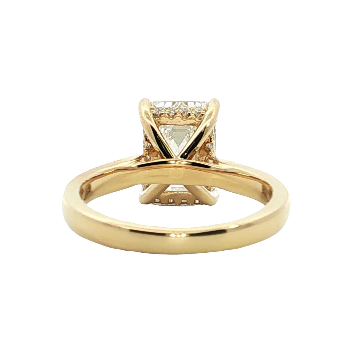 LAB GROWN EMERALD & ROUND DIAMONDS 3.93ctw UNDERHALO SOLITAIRE ENGAGEMENT RING