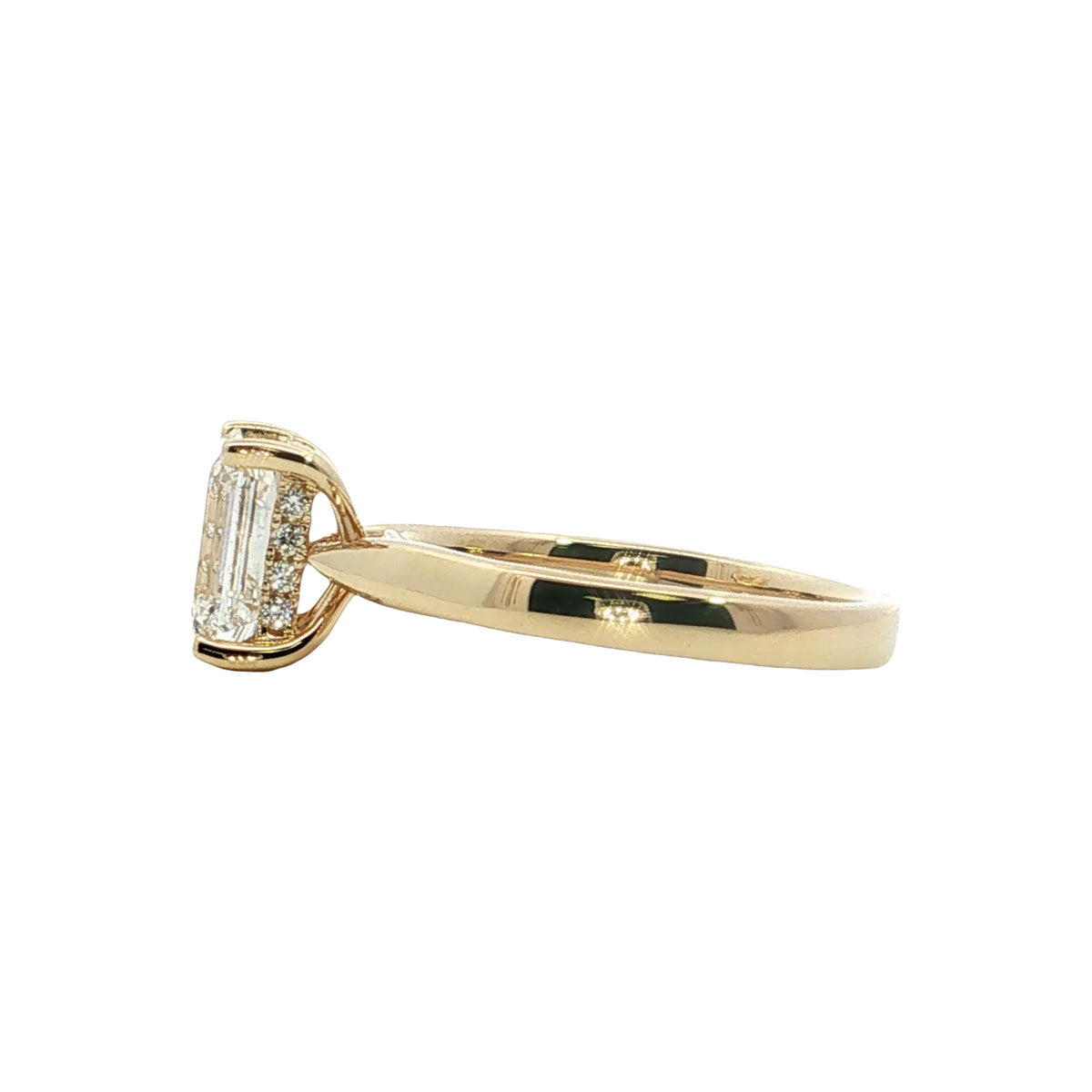LAB GROWN EMERALD & ROUND DIAMONDS 2ctw UNDERHALO SOLITAIRE ENGAGEMENT RING