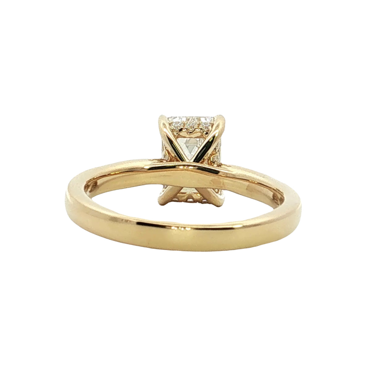 LAB GROWN EMERALD & ROUND DIAMONDS 2ctw UNDERHALO SOLITAIRE ENGAGEMENT RING