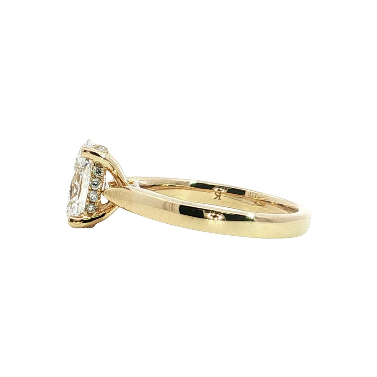 LAB GROWN OVAL AND ROUND DIAMONDS 1.96ctw UNDERHALO SOLITAIRE ENGAGEMENT RING