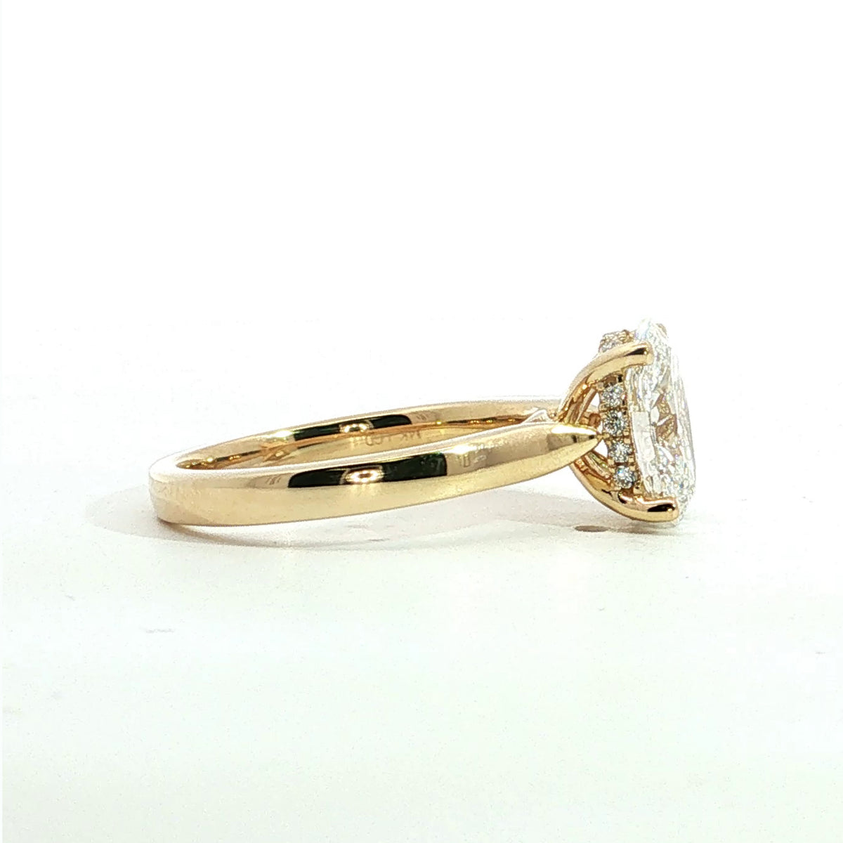 LAB GROWN OVAL AND ROUND DIAMONDS 1.96ctw UNDERHALO SOLITAIRE ENGAGEMENT RING