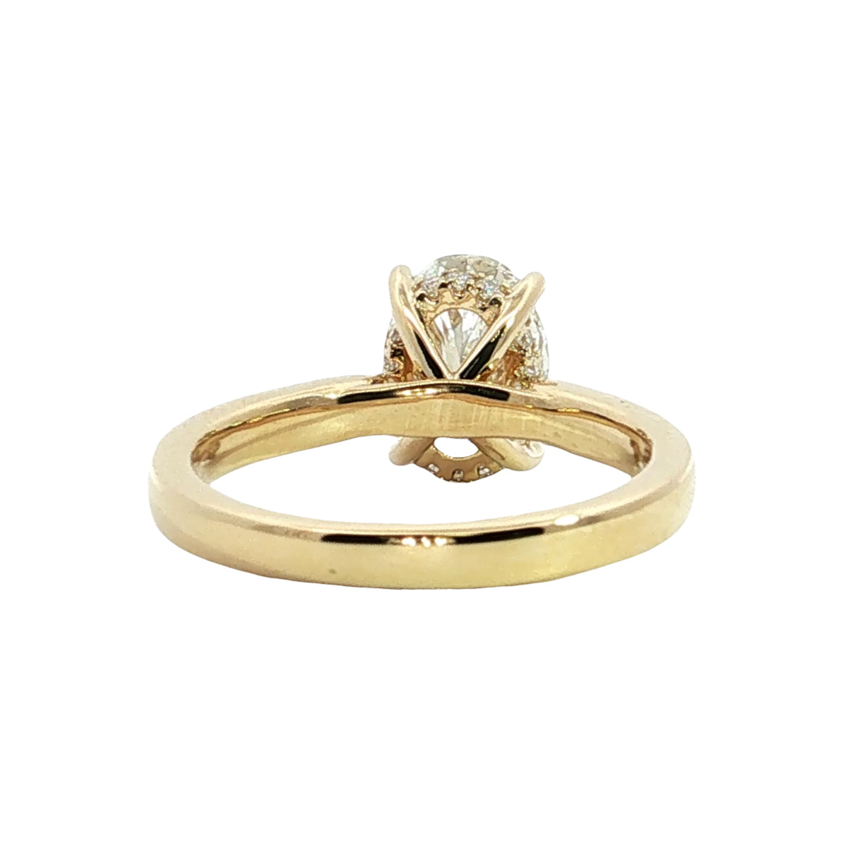 LAB GROWN OVAL AND ROUND DIAMONDS 1.96ctw UNDERHALO SOLITAIRE ENGAGEMENT RING