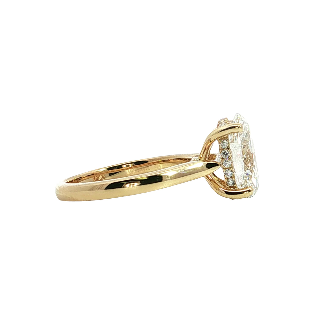 LAB GROWN OVAL & ROUND DIAMONDS 3.97ctw UNDERHALO SOLITAIRE ENGAGEMENT RING