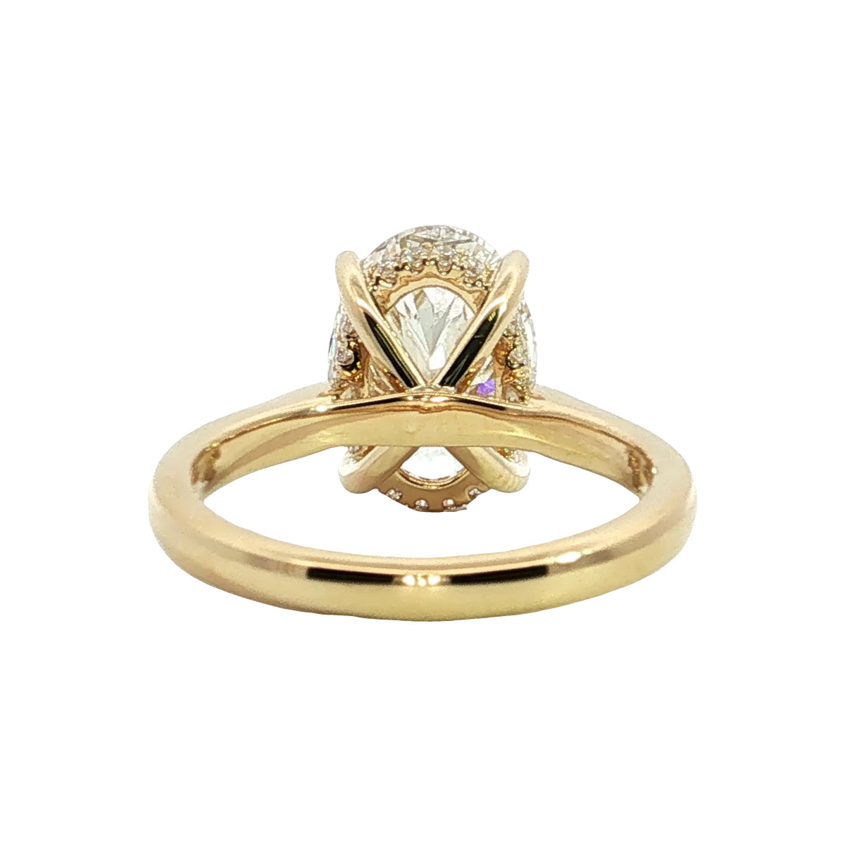 LAB GROWN OVAL & ROUND DIAMONDS 3.97ctw UNDERHALO SOLITAIRE ENGAGEMENT RING