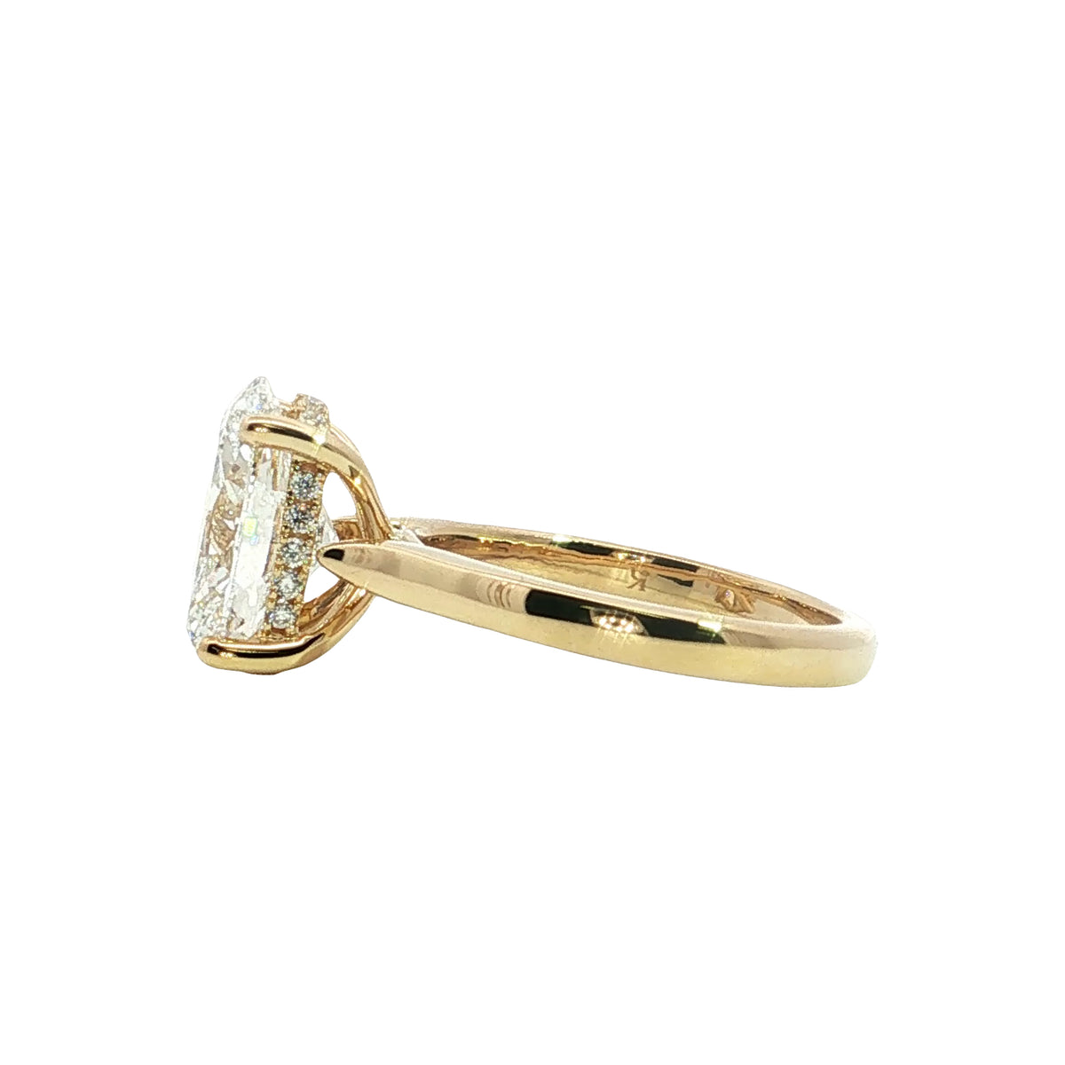 LAB GROWN OVAL & ROUND DIAMONDS 3.97ctw UNDERHALO SOLITAIRE ENGAGEMENT RING