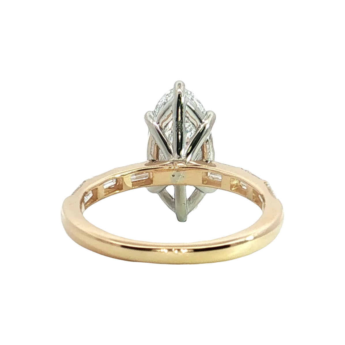 LAB GROWN MARQUISE AND BAGUETTE DIAMONDS 3.67ctw BAR SET RING