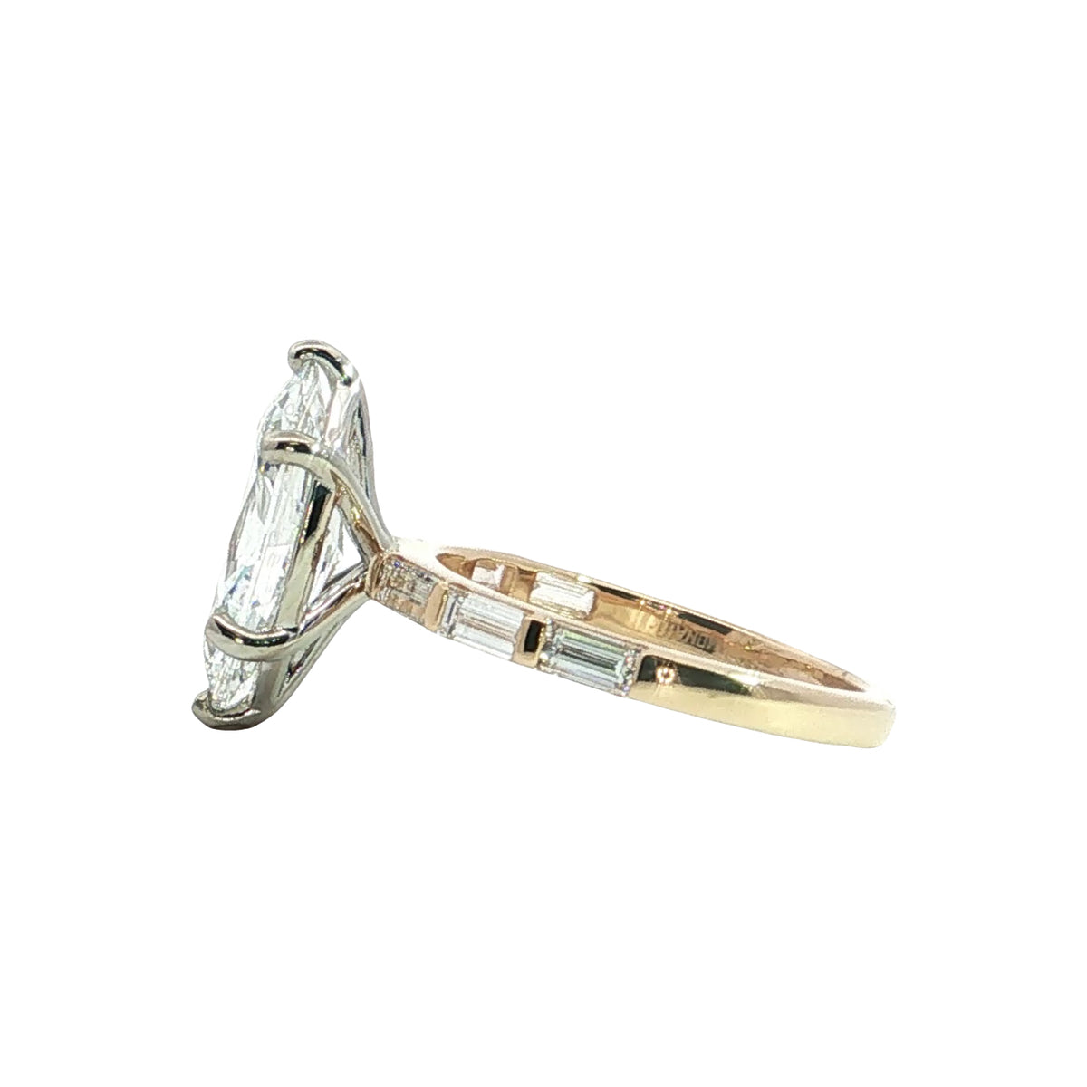 LAB GROWN MARQUISE AND BAGUETTE DIAMONDS 3.67ctw BAR SET RING